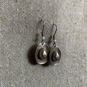 Silver Cowboy Cowgirl Hat Earrings - 1970 Vintage Western